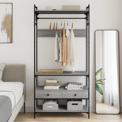 Roupeiro c/ gavetas 89x39x184,5 cm deriv. madeira cinza sonoma