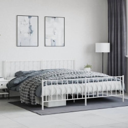 Estrutura de cama com cabeceira e pés 200x200 cm metal branco
