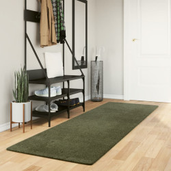 Tapete pelo curto macio lavável huarte 80x250 cm verde-floresta