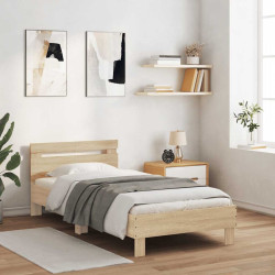 Cama sem colchão com cabeceira 100x200 cm carvalho sonoma