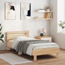 Cama sem colchão com cabeceira 90x200 cm carvalho sonoma