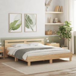 Estrutura cama c/ cabeceira/luzes LED 160x200cm carvalho sonoma