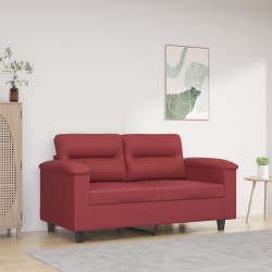 Sofá de 2 lugares 120 cm couro artificial vermelho tinto
