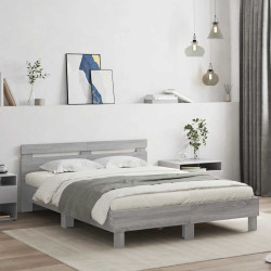 Estrutura de cama c/ cabeceira derivados madeira cinza sonoma