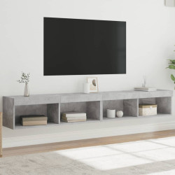 Móveis de TV com luzes LED 2 pcs 100x30x30 cm cinzento cimento