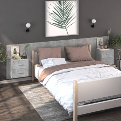 Mesas de cabeceira montagem na parede 2 pcs cinzento cimento