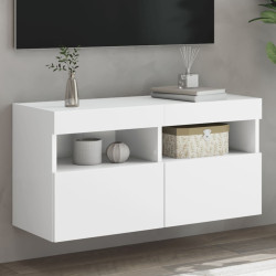 Móvel de parede para TV com luzes LED 80x30x40 cm branco