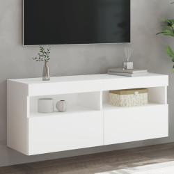 Móvel de parede para TV com luzes LED 100x30x40 cm branco