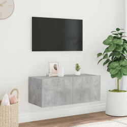 Móvel de parede p/ TV c/ luzes LED 80x35x31 cm cinza cimento