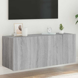 Móvel de parede p/ TV c/ luzes LED 100x35x41 cm cinzento sonoma