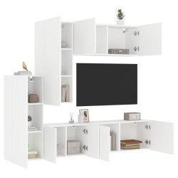 5 Pcs móveis de parede p/ TV derivados de madeira branco