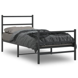 Estrutura de cama com cabeceira e pés 90x190 cm metal preto
