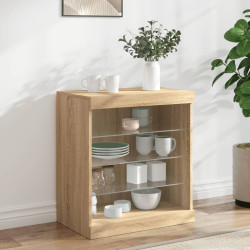 Aparador com luzes LED 60,5x37x67 cm carvalho sonoma