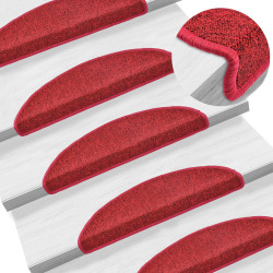 Tapetes de escada 10 peças 56x17x3 cm vermelhos semi-redondos