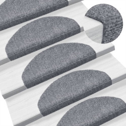 Tapetes de escada autoadesivos 10 peças 65x21x4 cm cinza claro semicircular grande