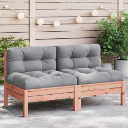 Sofá s/ braços jardim c/ almofadões 2pcs madeira douglas maciça