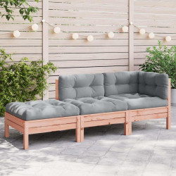 Sofá de 3 lugares para jardim c/ almofadões e apoio de pés