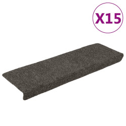 Tapetes de escada autoadesivos 15 peças 65x21x4 cm antracite borda retangular