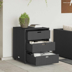 Armário de arrumação p/ jardim 55x59x69 cm vime PE preto
