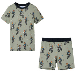 Pijama de manga curta para criança caqui-claro 116