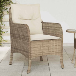 Cadeiras de jardim com almofadões 2 pcs vime PE bege
