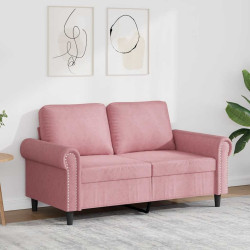 Sofá de 2 lugares veludo 120 cm rosa