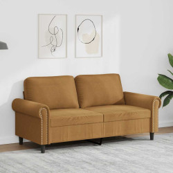Sofá de 2 lugares veludo 140 cm castanho
