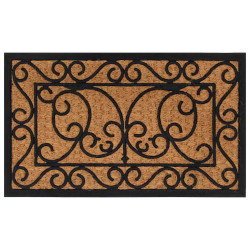 Tapete de porta retangular 45x75 cm borracha e fibra de coco