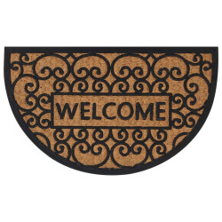 Tapete de porta semicircular 45x75 cm borracha e fibra de coco