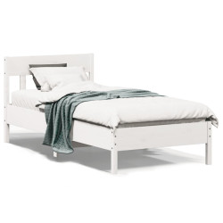 Cama sem colchão 90x200 cm madeira de pinho maciça branco