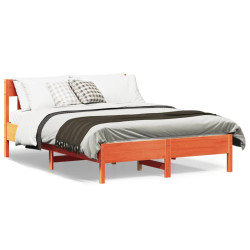 Cama sem colchão 120x190 cm madeira pinho maciça castanho-mel