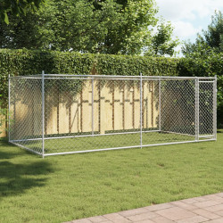 Jaula para cão com porta 4x2x1,5 m aço galvanizado cinzento