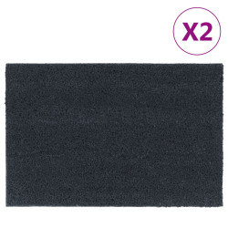 Tapetes porta 2 pcs 40x60 cm fibra coco tufada cinzento escuro