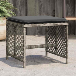 Bancos jardim com almofadões 4 pcs 41x41x36 cm vime PE cinzento