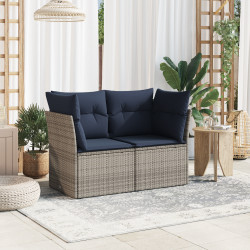 | Sofá de jardim | com almofada cinzeto 124 x 62 x 69 cm vime PE