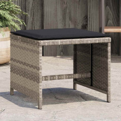 Bancos jardim c/ almofadões 4pcs 41x41x36cm vime PE cinza-claro