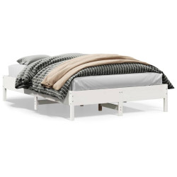 Cama sem colchão 140x200 cm madeira de pinho maciça branco