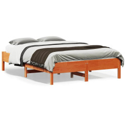 Cama sem colchão 140x190 cm pinho maciço castanho-mel