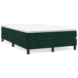 Cama boxspring com colchão 120x190 cm veludo verde-escuro