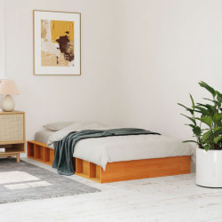 Cama sem colchão 75x190 cm madeira de pinho maciça castanho-mel