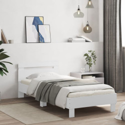 Estrutura cama cabeceira 75x190 cm derivados de madeira branco
