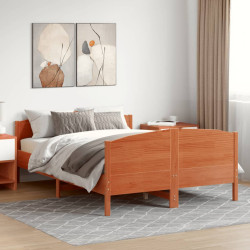 Cama sem colchão 150x200 cm madeira pinho maciça castanho-mel