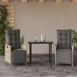 3 Pcs conjunto de jantar p/ jardim c/ almofadões cinzento claro