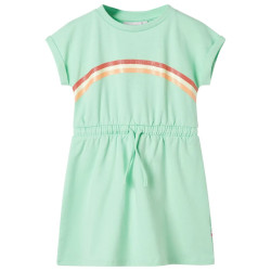 Vestido de criança com cordão verde brilhante 116