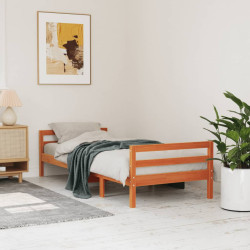 Cama sem colchão 90x190 cm madeira de pinho maciça castanho-mel