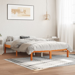 Cama sem colchão 140x190 cm pinho maciço castanho-mel