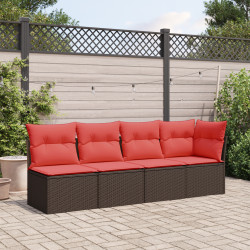 | Sofá de jardim | com almofada castanho 227 x 62 x 69 cm vime PE