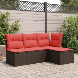 Banco de jardim com almofada marrom 55x55x37 cm vime sintético