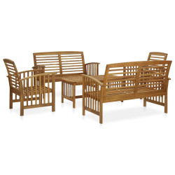 5 Pcs conjunto lounge de jardim madeira de acácia maciça