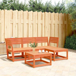 4 Pcs conjunto lounge de jardim pinho maciço castanho-mel